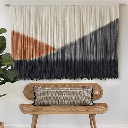 Flber Macrame Wall Hanging Macrame Wall Decor Large-Scale Tie-Dye Tapestry Living Home Room Wall Decor 57" Wx 35" L