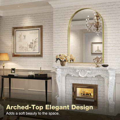 Brightify Arched Mirror, Arched Wall Mirror, 24 x 32 Inch Silver Arch Mirror, Metal Frame Silver Bathroom Mirror, Arched Top Bathroom Vanity Mirror for Living Room Bedroom Mantel Entryway Hallways