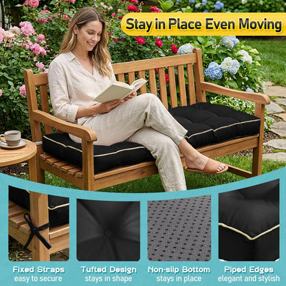 Outdoor Bench Cushion, Tufted Patio Seat Pad for Garden Bench, Porch Swing, Indoor/Outoor Furniture (Blue, 48X18X4 inch)
