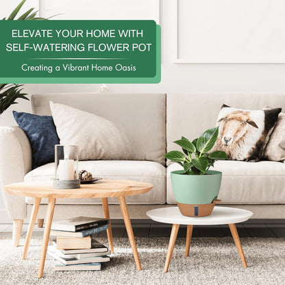 montresor 12/10/8 Inch Self Watering Pots for Indoor Plants Plastic Large Plant Pots for Outdoor Plants, Water Level Window & Spacious Reservoir Flower Pots Decorative Planter with Drainage and Tray