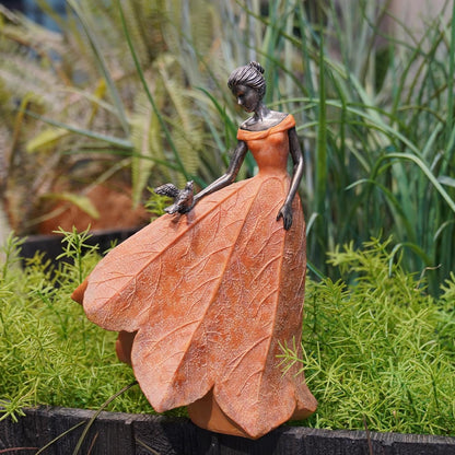 Guichifun Fairy Statue Collection Home Decoration - Leaf Angel Girls Resin Modern Table Decor for Living Room Office Sculpture Decor for Women Indoor Rustic Figurines Gift 5 x 3 x 7.5 Inch