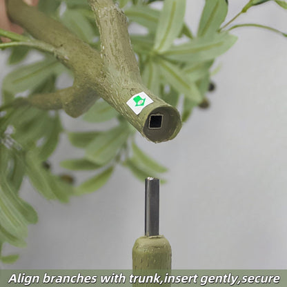 5FT Artificial Olive Tree with Fruits, Faux Potted Olive Tree with Realistic Lifelike Leaves & Trunk, Easy Assembly for Indoor Outdoor Home Office Decor