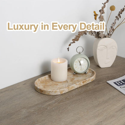 Koville Italian Travertine Tray, 12"x6" Vanity Decorative Marble Tray for Countertop, Catchall Tray for Perfume, Candles, Jewelry Dish Tray