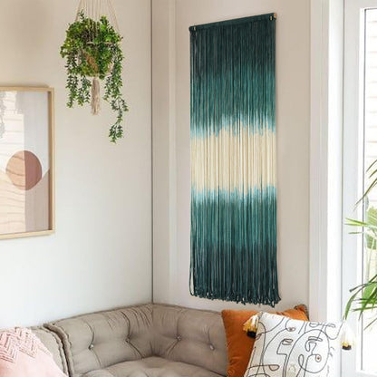 Flber 2 Pcs Macrame Wall Hanging Boho Wall Decor Handmade Macrame Art Tapestry Wedding Macrame Backdrop 13.7" W x 51" L For Living room Bedroom Headboard Decor
