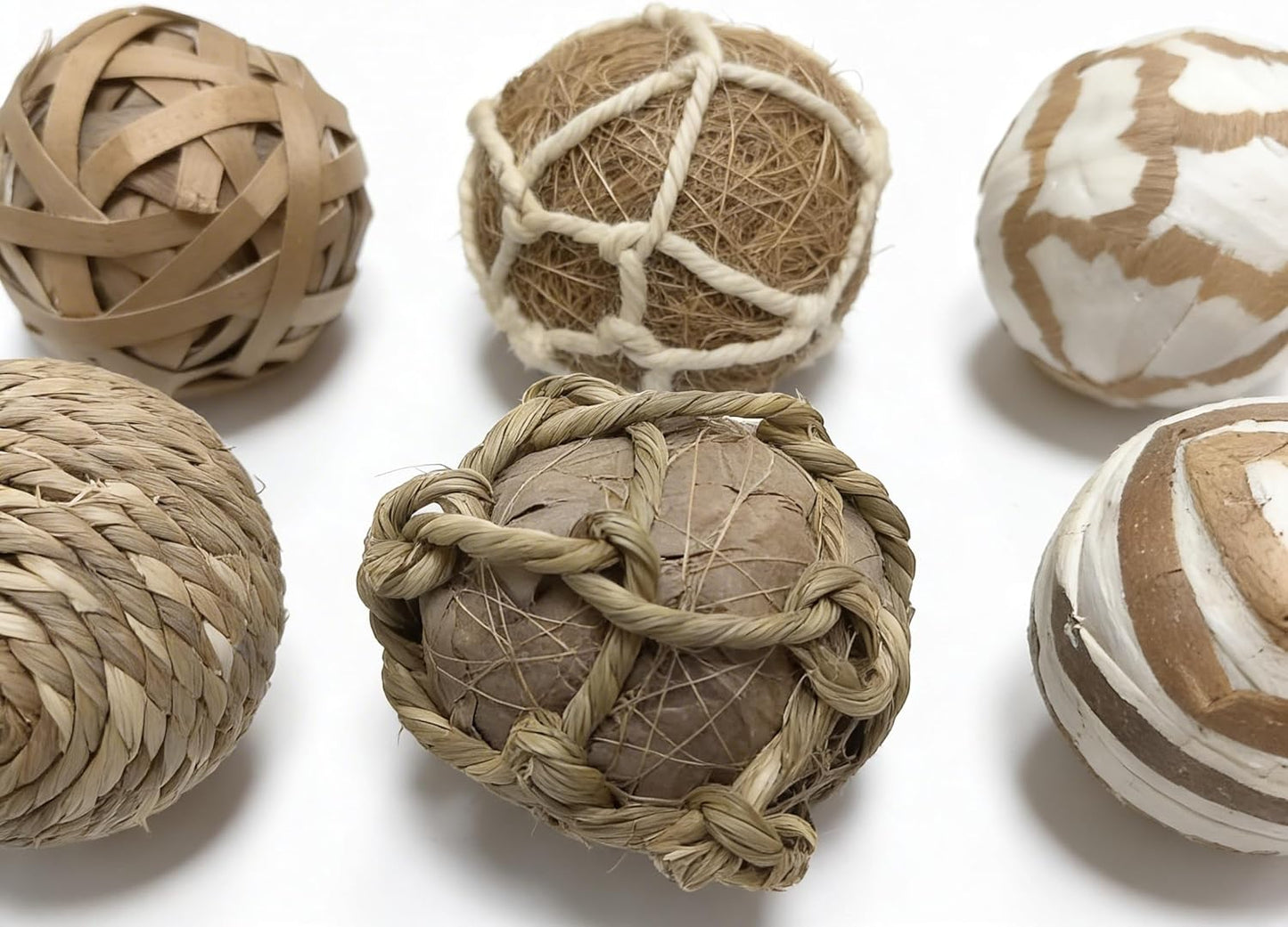 6pcs Decorative Balls for Bowl Centerpiece, 2.4 Inch Orbs Spheres Decor Balls Rattan Wicker Balls for Bowl Fillers, DIY Home Vase Table Decor