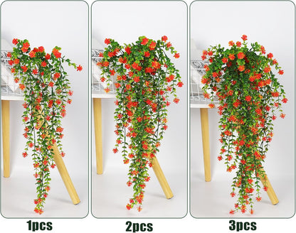 RECUTMS Artificial Hanging Plants Fake Hanging Plant Faux Eucalyptus Leaf Greenery Vine Outdoor UV Resistant Plastic Plants Home Garden Wedding Party Indoor Outdoor Decorations(White)