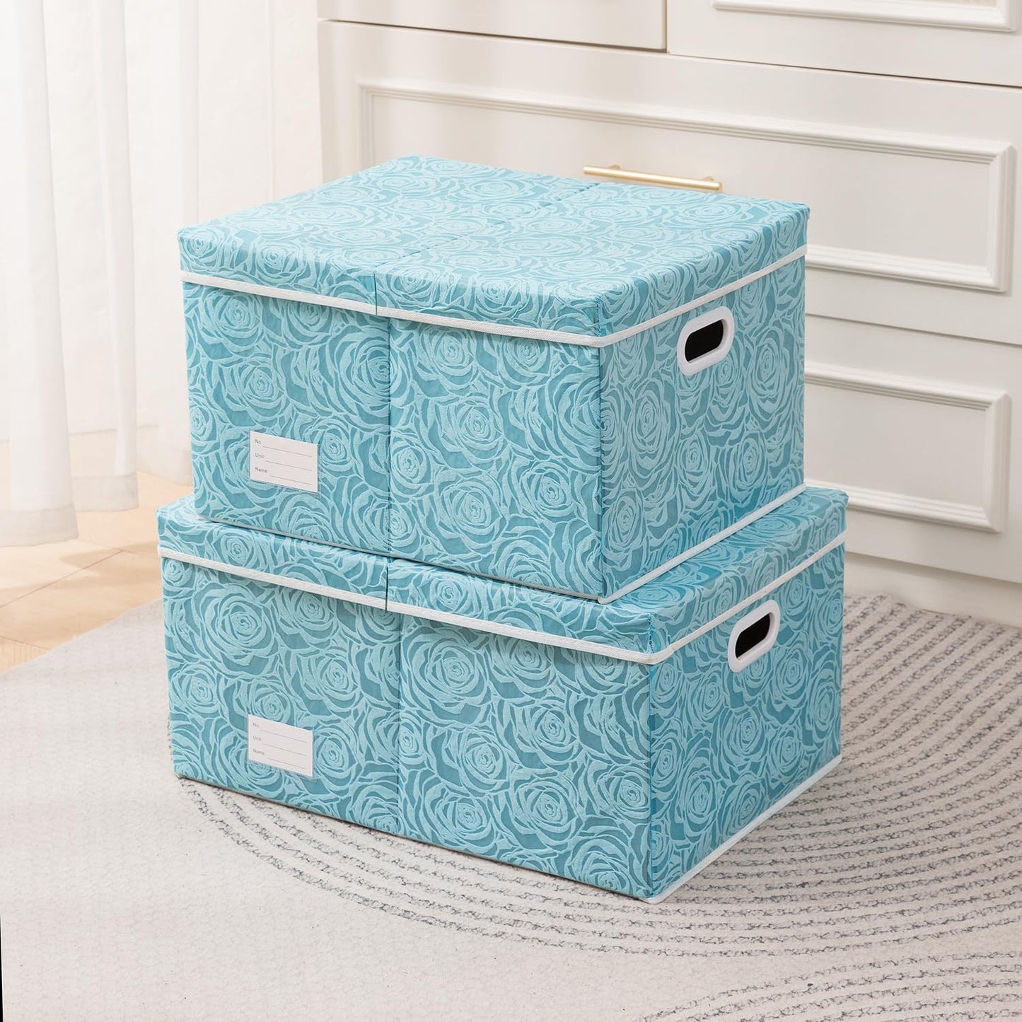 PRANDOM Larger Collapsible Storage Bin with Lid [1-Pack] Fabric Decorative Storage Box Cube Organizer Container Baskes with Handles Divider for Bedroom Closet Living Room Pink 17.7x11.8x11.8 Inch