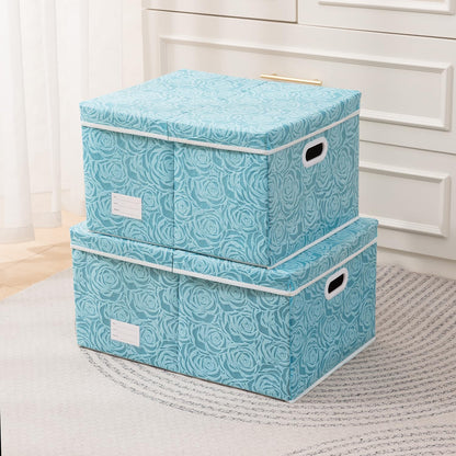 PRANDOM Larger Collapsible Storage Bin with Lid [1-Pack] Fabric Decorative Storage Box Cube Organizer Container Baskes with Handles Divider for Bedroom Closet Living Room Pink 17.7x11.8x11.8 Inch