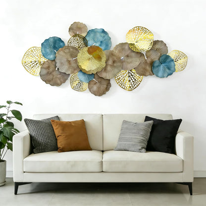 Roivikis Large Metal Wall Art Decor, 3D Abstract Lotus Leaves Wall Handcrafted Modern Decoration for Indoor Outdoor for Living Room, Bedroom, Entryway 52" x 24"