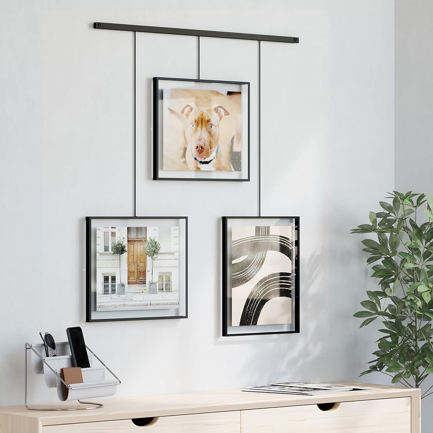 Umbra Exhibit Picture Frame Gallery Set, Adjustable Wall Collage Displays Nine Photos (Four 5x7" and Five 8x10"), Set of 9, Black