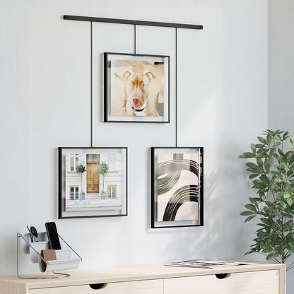 Umbra Exhibit Picture Frame Gallery Set, Adjustable Wall Collage Displays Nine Photos (Four 5x7" and Five 8x10"), Set of 9, Black