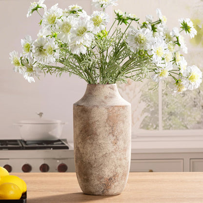 Mitt&Ditt Ceramic Flower Vase with Handles, 11 inch Tall Vase for Centerpieces, Large Decorative Terracotta Vases, Farmhouse Rustic Vases for Home Decor, Living Room, Table, Neutral
