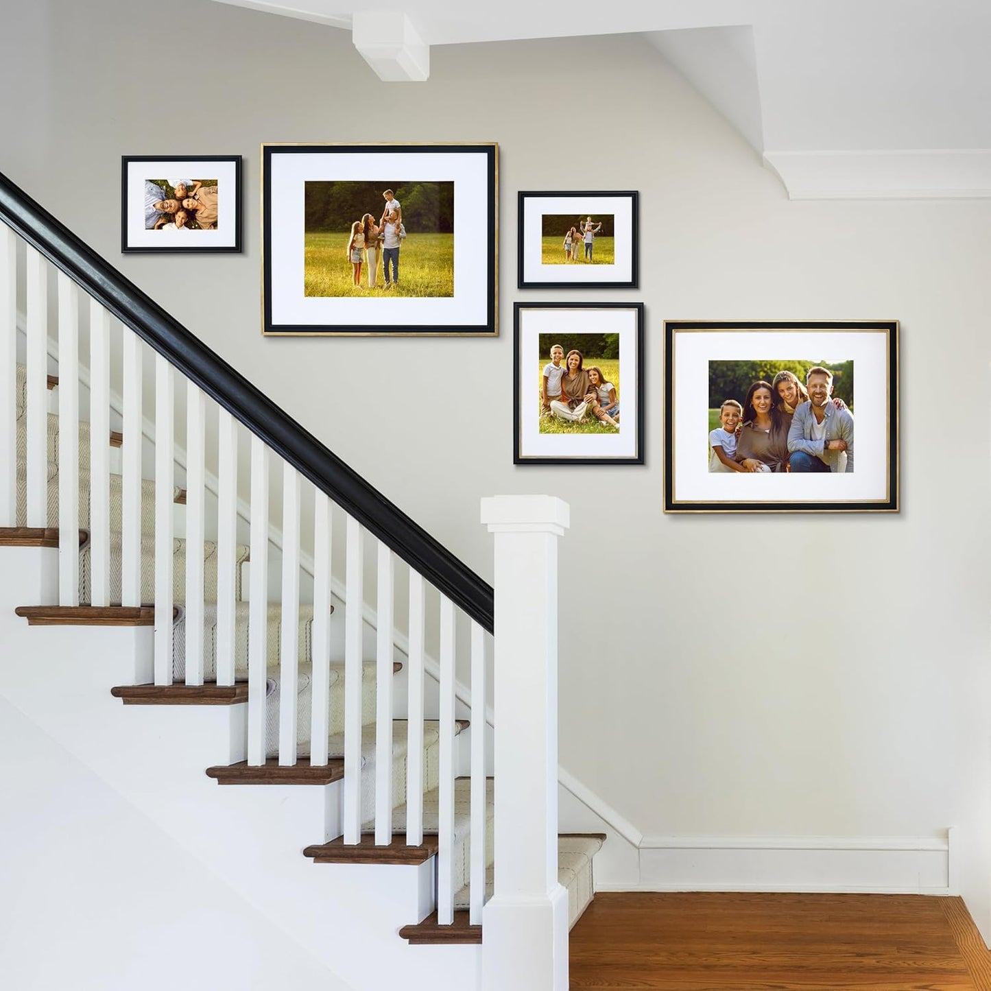 Camden Reed Mixed Gallery Wall Frame Set, (2) 16x20 Inch, (1) 11x14 Inch, and (2) 8x10 Inch, 9 Piece, Brass