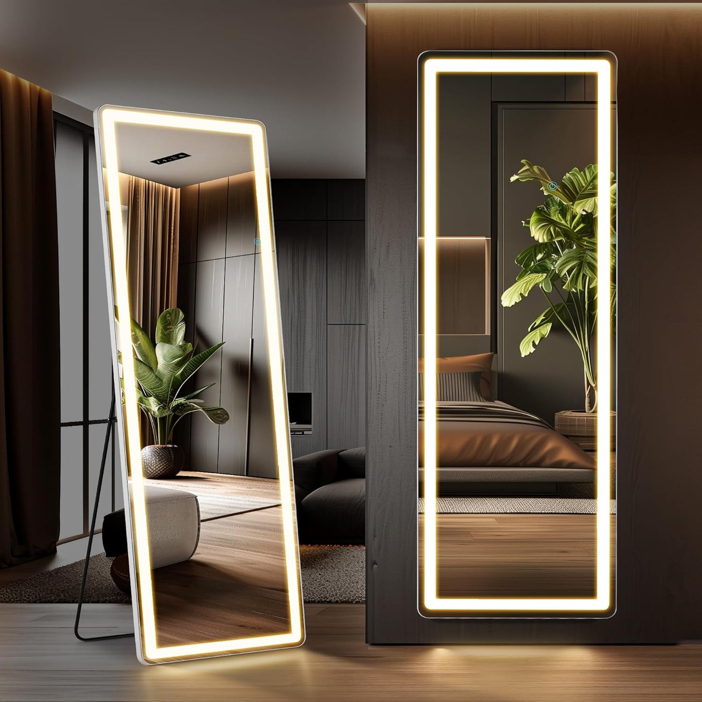 Mirror Full Length, Upgraded 16"x59" Body Wall Mirrors with Shatter-Proof Glass, Floor Standing, Hanging or Leaning, Tall Mirror with Stand Aluminum Alloy Frame for Bedroom Cloakroom