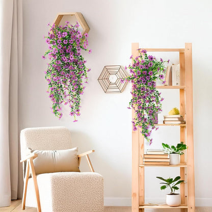 INQCMY Artificial Fake Hanging Flowers Plants for Outdoor Summer Decoration,2 PCS Faux Silk Daisy with Eucalyptus Leaves,UV Resistant Look Real for Outside Home Planter Porch Patio Balcony Yard Decor