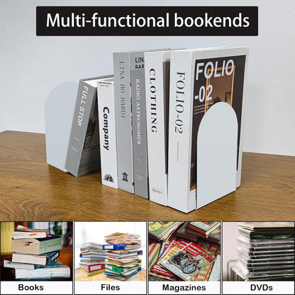 MerryNine Metal Book Ends, 2 Pack Black Bookends for Shelves, Book Holder for Heavy Books, Book End for Kids Books, Decoration Bookend for Home Office