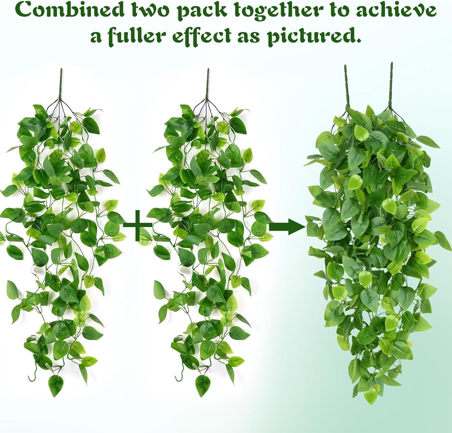 Waipfaru 4Pcs Fake Hanging Plants 2.7ft Fake Plants Eucalyptus Leaves UV Resistant Fake Vines Ivy Artificial Plants Outdoor Faux Plants Indoor Bedroom Living Room Boho Wall Porch Shelf Decor
