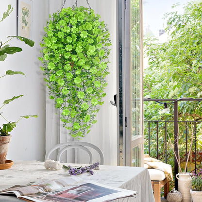 Waipfaru 4Pcs Fake Hanging Plants 2.7ft Fake Plants Eucalyptus Leaves UV Resistant Fake Vines Ivy Artificial Plants Outdoor Faux Plants Indoor Bedroom Living Room Boho Wall Porch Shelf Decor
