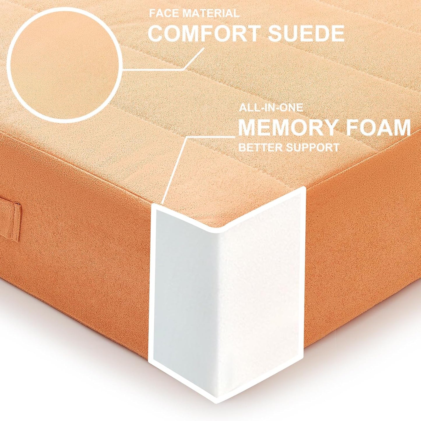 JKMAX 2 Pcs High Density Foam Floor Pillow - Upgraded Large Pillows Seating for Adults - Outdoor Floor Cushion with Soft Tufted Cover - Yoga Pillows for Sitting On Floor - 22 Inch Light Gray