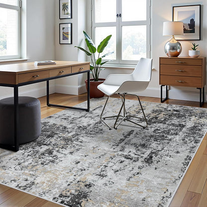 8x10 Area Rugs for Living Room Rug Washable: Abstract Large Rug for Dining Room Bedroom Carpet Non Slip 8 by 10 Indoor Modern Nursery Home Office Blue Grey