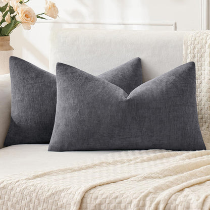 MIULEE Olive Green Couch Pillow Covers 18x18 Inch, Set of 2 Soft Chenille Decorative Square Throw Pillow Covers Farmhouse for Sofa Living Room Bed