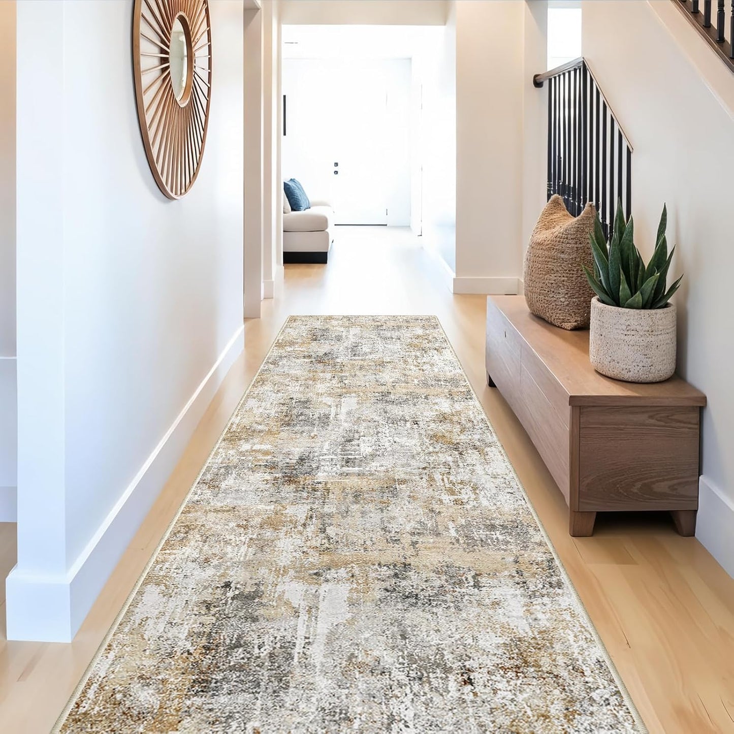 2x3 Washable Non-Slip Area Rug - Soft Low Pile Throw Rug for Kitchen Entryway Bedroom - Modern Indoor Door Mat with Rubber Backing (Beige Grey) - Colors A