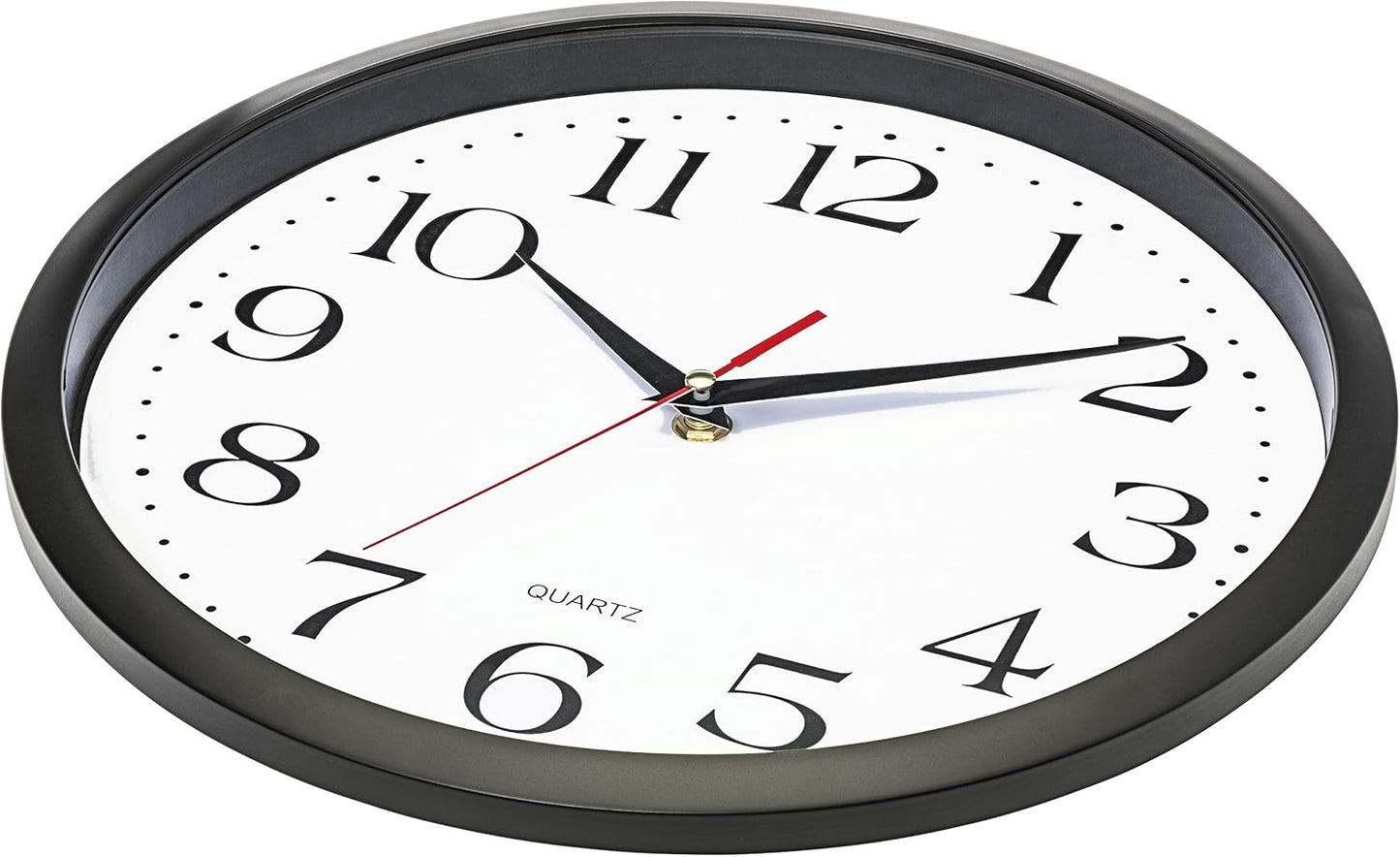 Bernhard Products Black Wall Clock Silent Non Ticking 10 Inch Quality Quartz Battery Operated Round Easy to Read Home/Office/Kitchen/Classroom/School Clock Sweep Movement