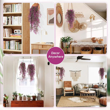 RECUTMS Fake Hanging Plants Artificial Ferns for Outdoor Hanging Faux Plants Vine Ivy Faux Fern Hanging Vines Wall Plants for Home Garden Party Wedding Decor (White 4P)