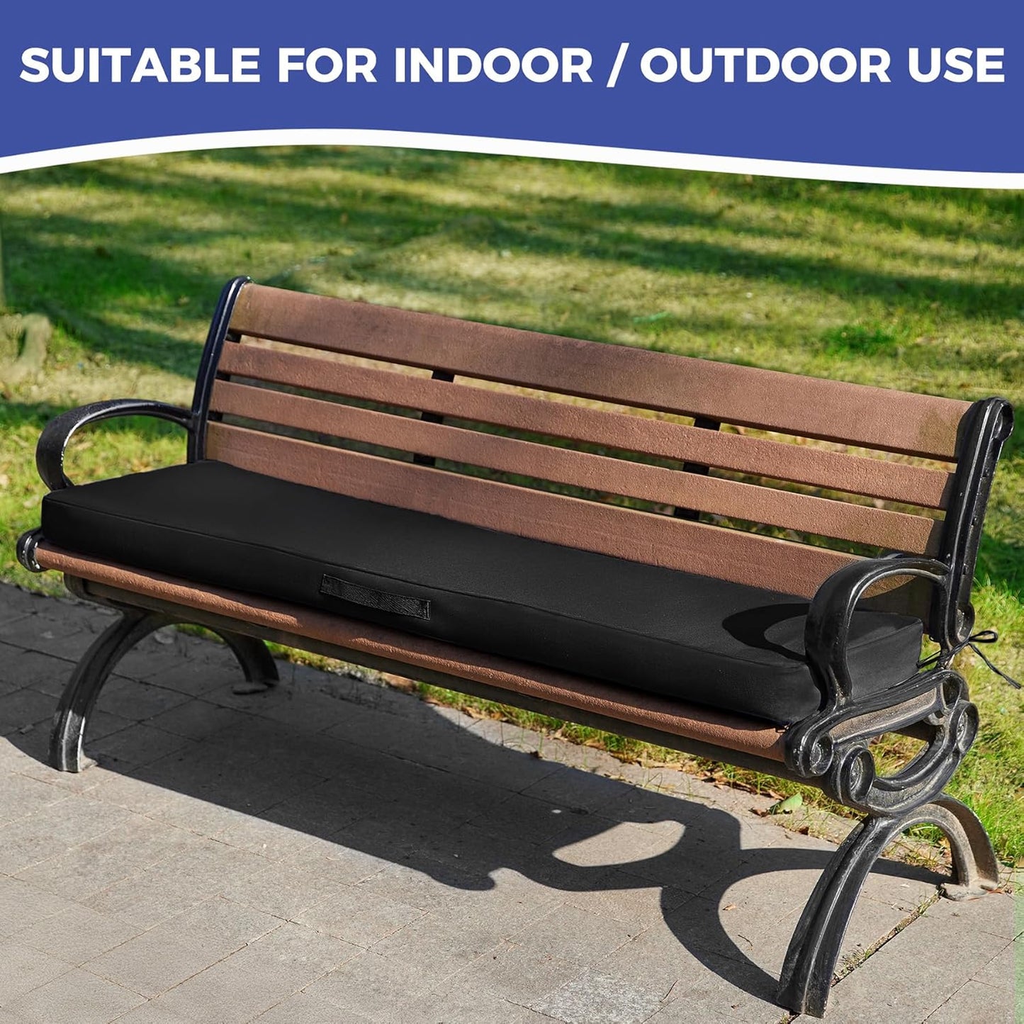 IPYNBAP Outdoor Bench Cushions for Outdoor Furniture, 48x18x3 Inch, Waterproof Bench Pillow, Fade Resistant Long Bench Seat Pads for Garden, Indoor, Porch Swing, Navy Blue