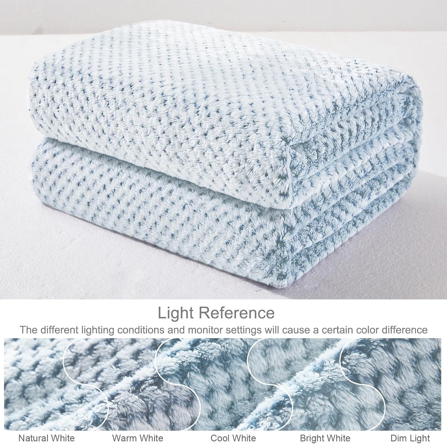 Exclusivo Mezcla Fleece Throw Blanket Extra Large, Super Soft and Warm Blankets for Couch, Sofa and Bed Waffle Textured, Cozy, Fuzzy and Lightweight (Slate Blue, 50x70 Inches)