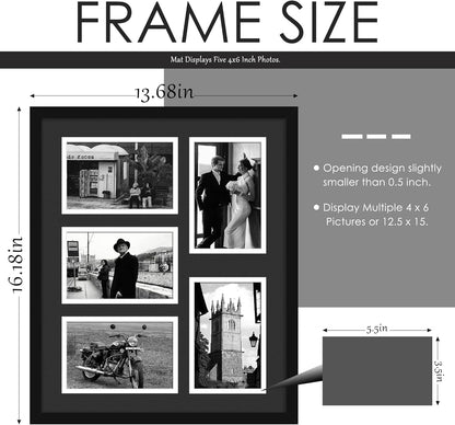 DUENPY 14x26 Collage Picture Frame 4x6 Collage Picture Frame Displays Twelve 4x6 inch Photos Available Horizontal Wall Mounting Display and Vertical Black - Colors B