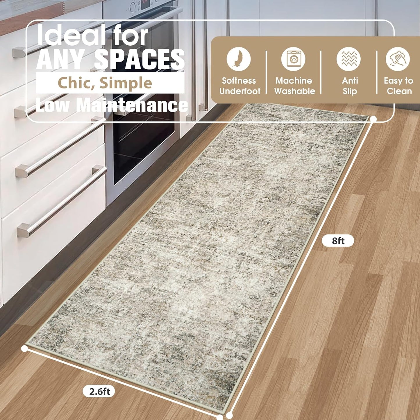 8x10 Area Rugs for Living Room Rug Washable: Abstract Large Rug for Dining Room Bedroom Carpet Non Slip 8 by 10 Indoor Modern Nursery Home Office Blue Grey