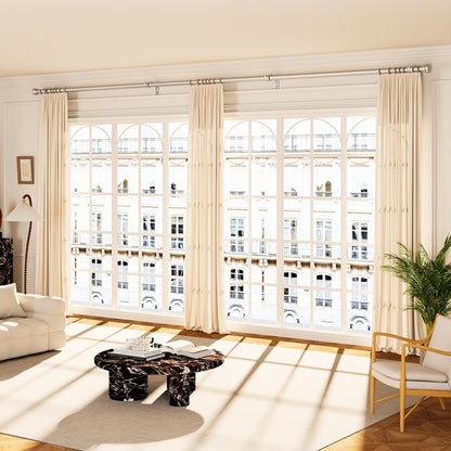 YaFex Curtain Rods 32-144 Inch, Heavy Duty 1 Inch Adjustable Curtain Rod for Windows, Black Extra Long Window Treatment Rods, Modern Design, Easy Installation