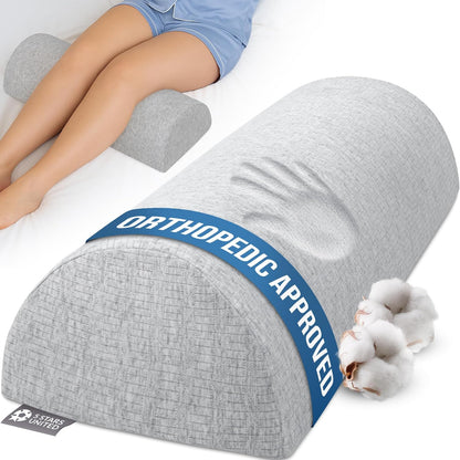 5 STARS UNITED Knee Pillow for Back Sleeping – Half Moon Bolster Pillow for Legs, Under Knee Pillow for Sleeping on Back, Memory Foam Leg Pillow for Back Pain, White