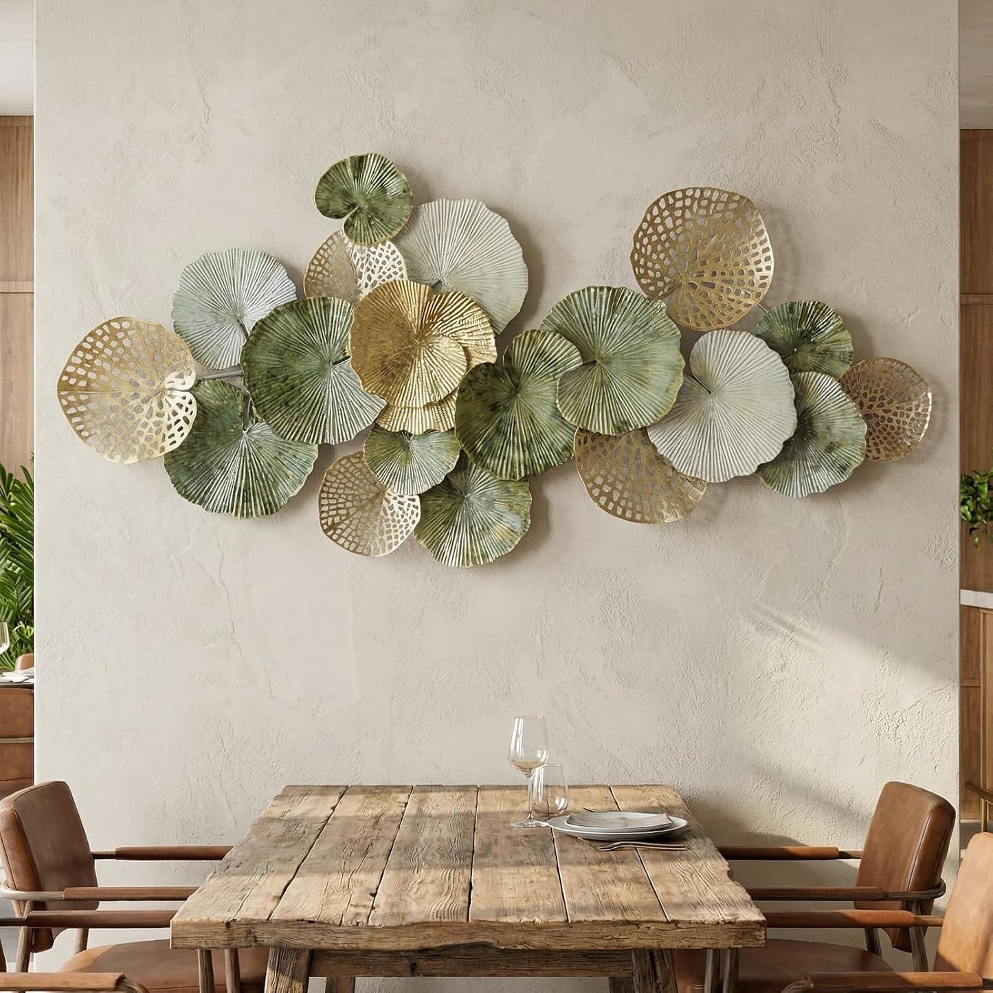 Lucky Monet Large Wall Decor for Living Room, Modern Metal Wall Art, 3D Textured Geometric Wall Sculpture 59"x24" Wall Hanging Decoration for Dinning Room Bedroom Entryway