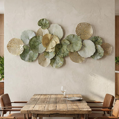 Lucky Monet Large Wall Decor for Living Room, Modern Metal Wall Art, 3D Textured Geometric Wall Sculpture 59"x24" Wall Hanging Decoration for Dinning Room Bedroom Entryway
