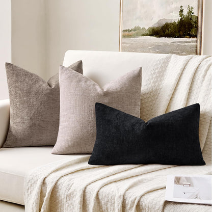 MIULEE Olive Green Couch Pillow Covers 18x18 Inch, Set of 2 Soft Chenille Decorative Square Throw Pillow Covers Farmhouse for Sofa Living Room Bed