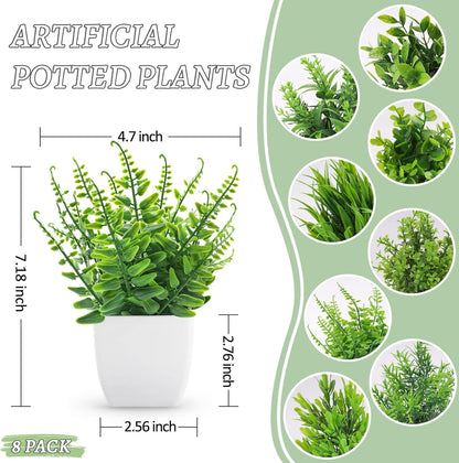 Der Rose 8 Pack Fake Plants Small Artificial Faux Potted Plants for Home Office Farmhouse Bathroom Bedroom Decor Indoor