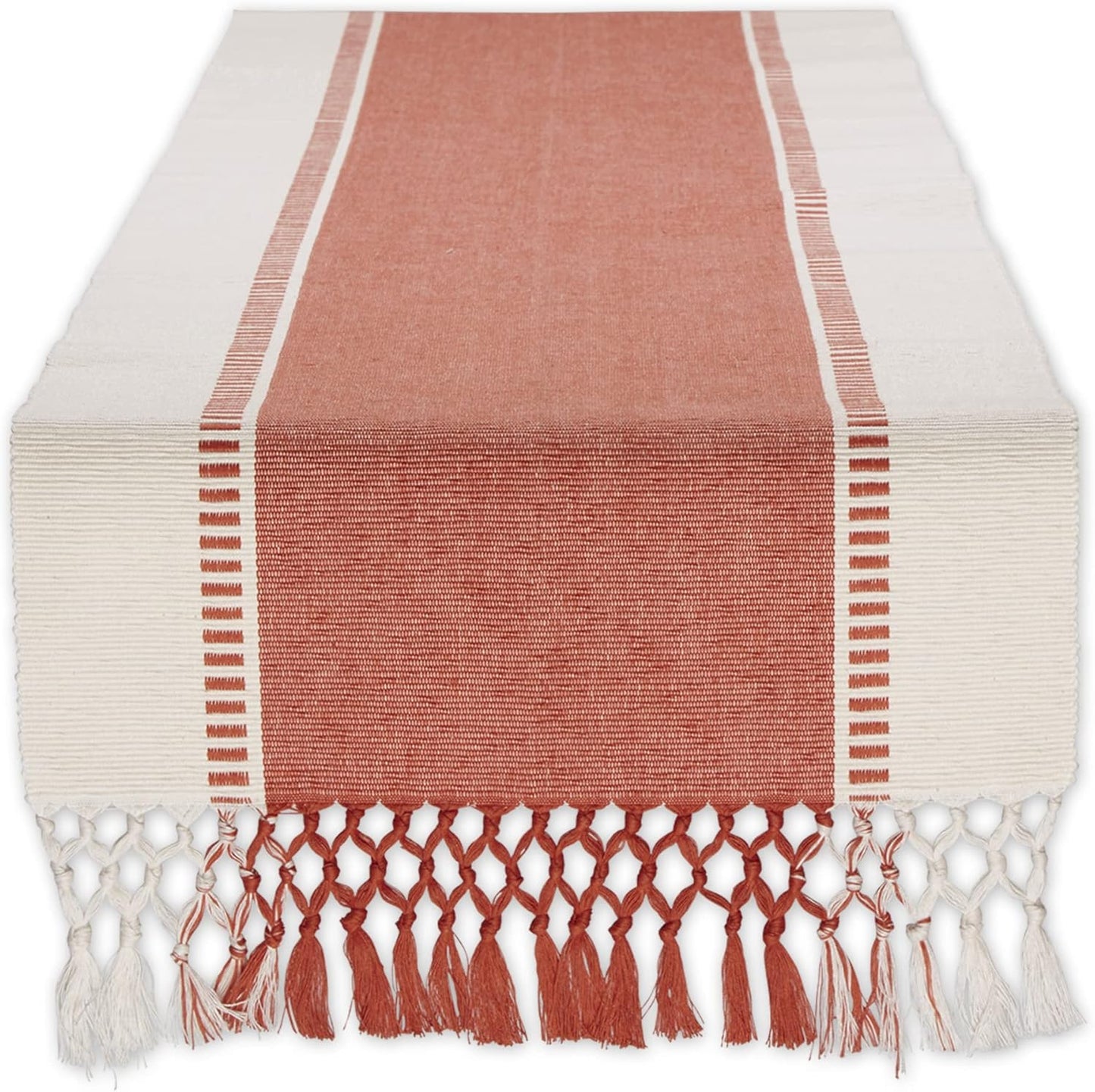 DII Dobby Stripe Woven Table Runner, 13x72-inch, French Blue