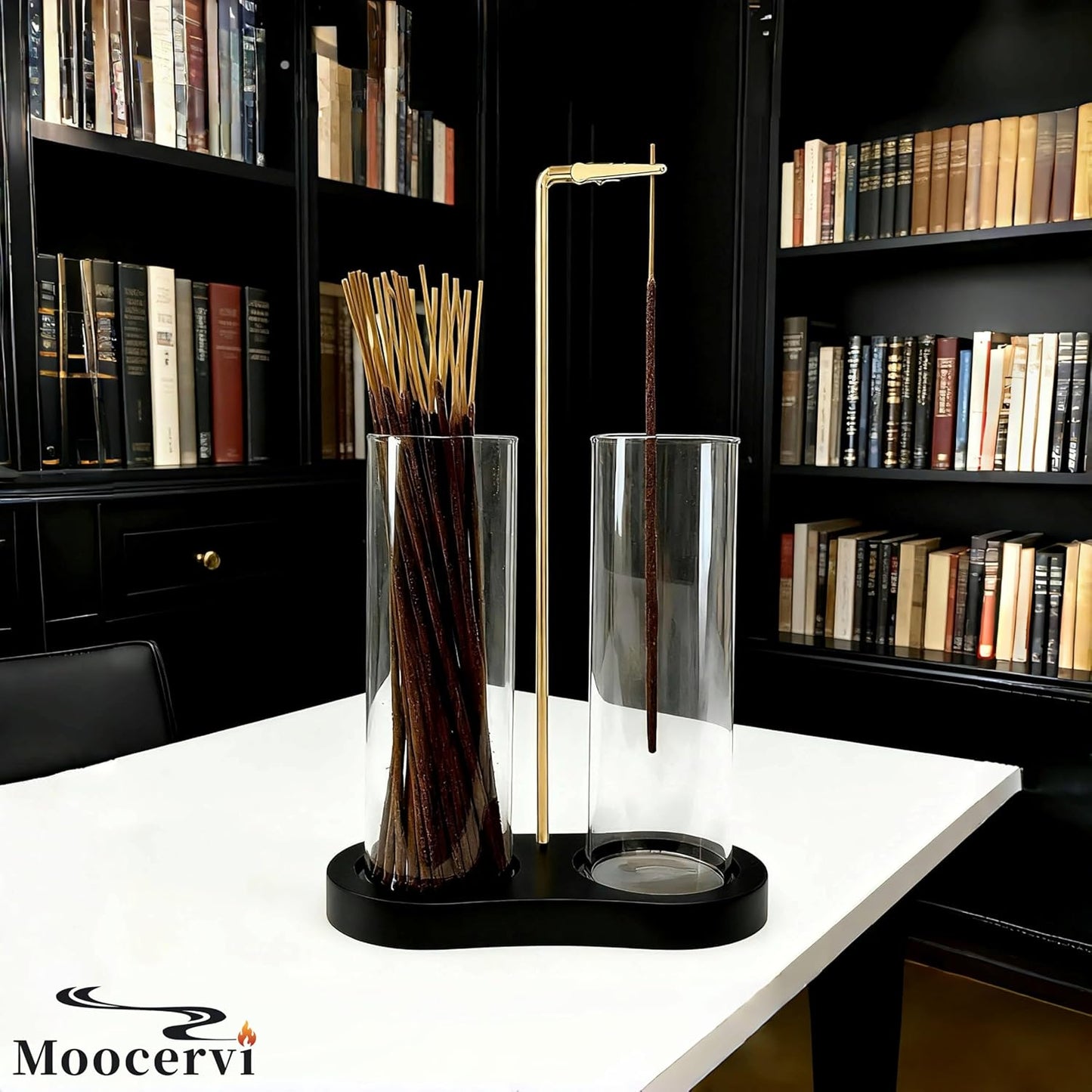 Incense Holder,2 in 1 Incense Sticks Burner Holder with Storage,Hang Upside Down Incense Holder for Sticks with Glass Ash Catcher for Meditation Yoga Spa Room Decor (Brown)