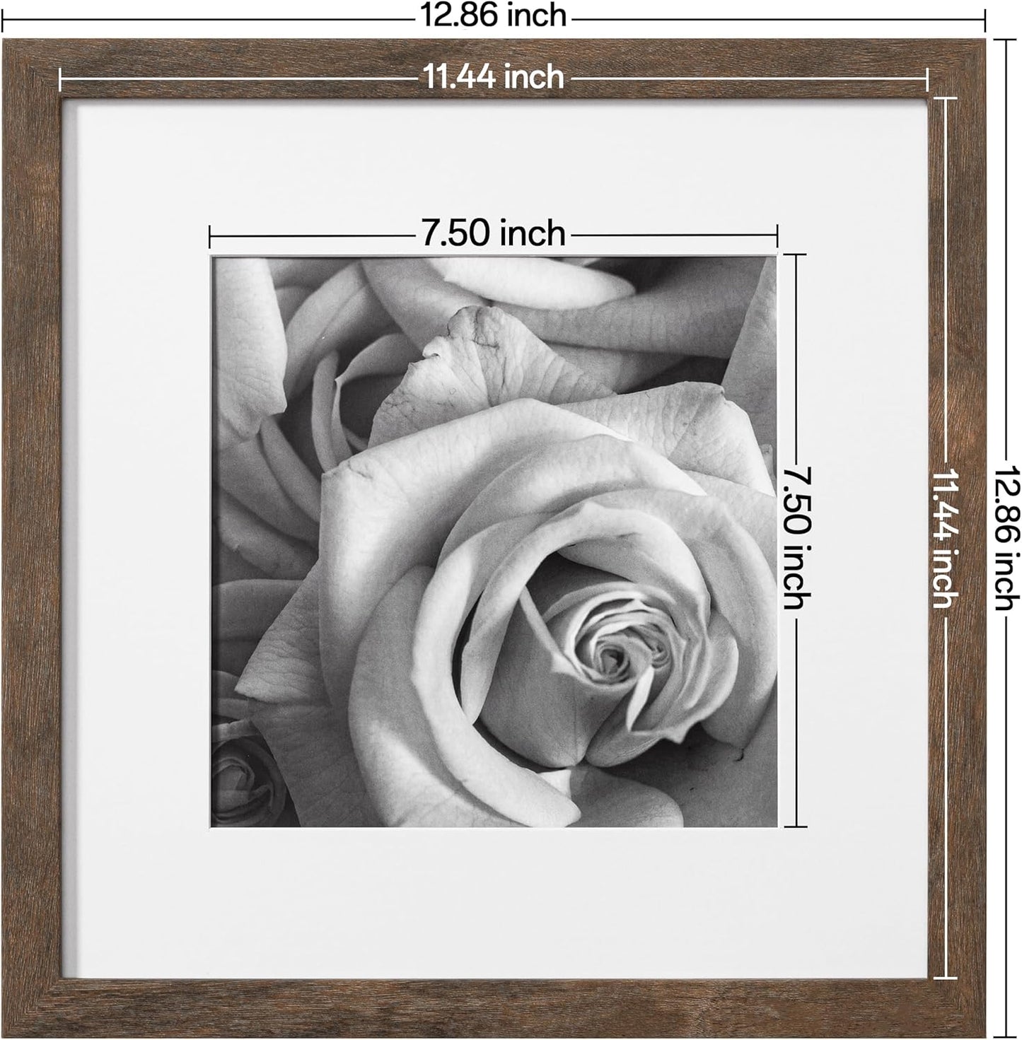 eletecpro 12x12 Picture Frames Set of 9 with Clear Acrylic Cover, Display 8x8 Photos with Mat or 12x12 Without, Classic and Sturdy Square Collage Gallery Wall Decor, Easy Wall Mount, Black