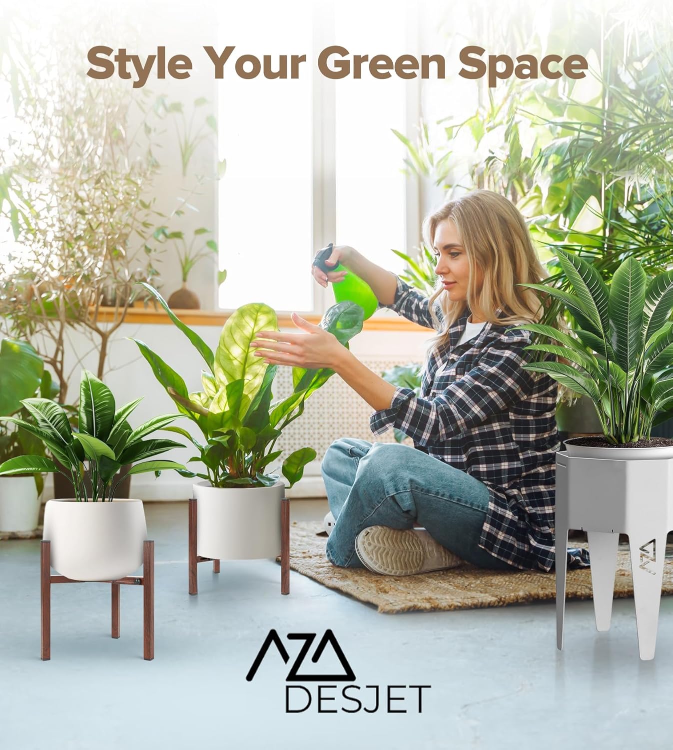 Plant Stand Indoor Adjustable, Metal Modern Indoor Plant Stand, Heavy Duty Plant Stands Outdoor Corner, Stable Plant Holder, Fits 8 to 12 Inches Pots, Black, 1 Pack, Pot & Plant Not Included