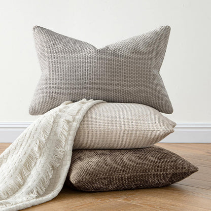 MIULEE Pack of 2 Couch Throw Pillow Covers 18x18 Inch Neutral Beige Modern Boho Accent Decorative Pillow Covers Soft Chenille Farmhouse Cushion Covers for Home Decor Bed Sofa Living Room