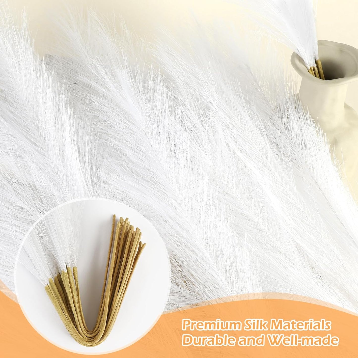Pampas Grass Decor 30 Pcs 21.7 Inch Faux Brown Pampas Grass Bulk Artificial Dried Flowers Small Vase Filler Pompas Grass.