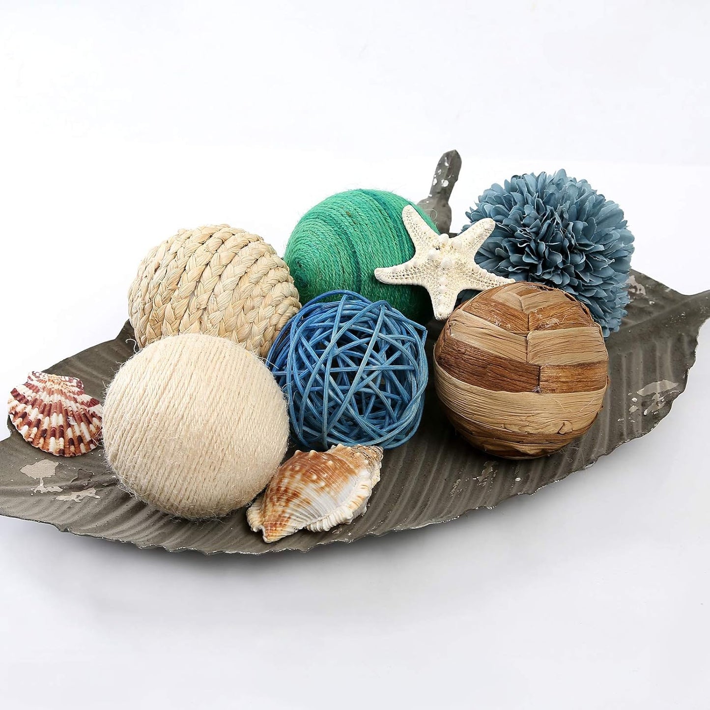 6pcs 3.5inch Woven Wicker Rattan Balls Decorative Ball Twig Orbs Green Orbs Vase Bowl Filler for Tabletop Decor (Beige White)