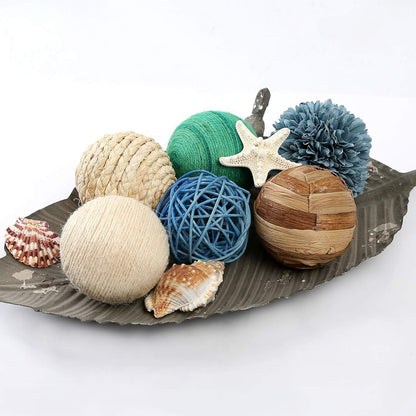 6pcs 3.5inch Woven Wicker Rattan Balls Decorative Ball Twig Orbs Green Orbs Vase Bowl Filler for Tabletop Decor (Beige White)