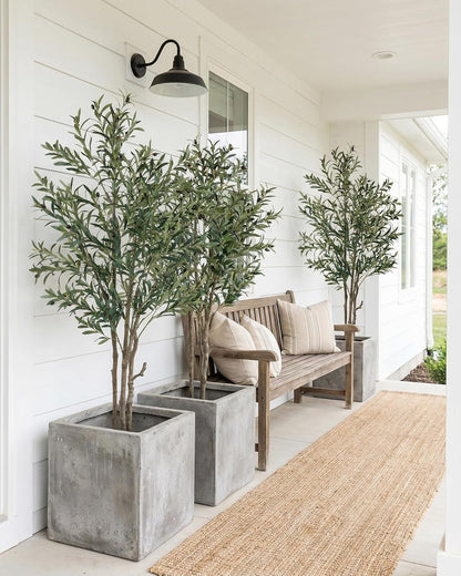 KOL 5.2ft Artificial Olive Tree Indoor, Tall Faux Olive Trees, Fake Olive Tree Floor Plant for Home Office Living Room Decor with Matte Black Pot