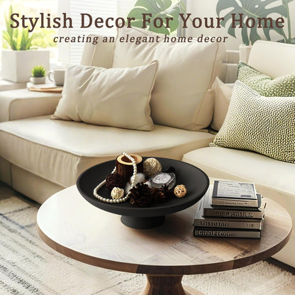 YMXYJM Modern Resin Pedestal Decorative Bowl, Large Fruit Bowl for Kitchen Counter, Stylish Key Bowl for Entryway Table, Beige