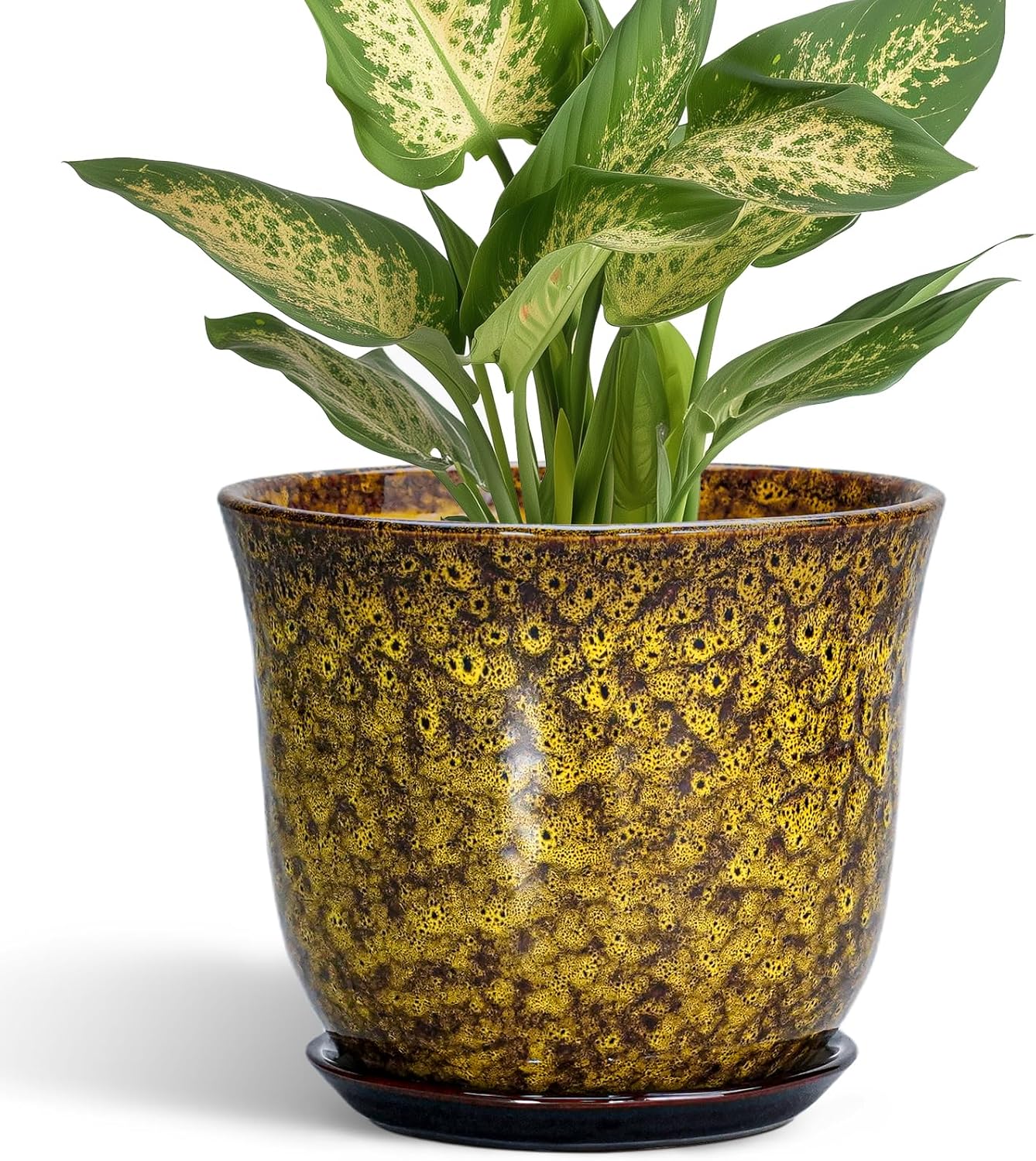 Ceramic Plant Pots - 12 Inch Pots for Plants Indoor Outdoor, Large Round Planter with Drainage Hole and Saucer, Modern Decorative Flower Pot, Home Garden Decor, House Warming Gifts, Blue