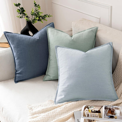 MIULEE Decorative Linen Euro Sham Pillow Covers 26x26 Cream White Boho Farmhouse Neutral Couch Throw Pillows for Bed Pack of 2 Accent Modern Pillowcase Sofa Livingroom Home Decor